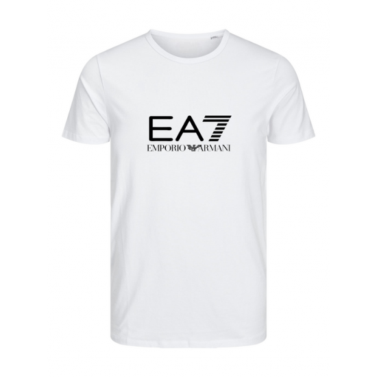 T-SHIRT 100% ΒΑΜΒΑΚΙ ΜΕ LOGO - ΛΕΥΚΟ - EA7 ΜΕΓΑΛΟ T-SHIRT 100% ΒΑΜΒΑΚΙ ΜΕ LOGO - ΛΕΥΚΟ - EA7 ΜΕΓΑΛΟ